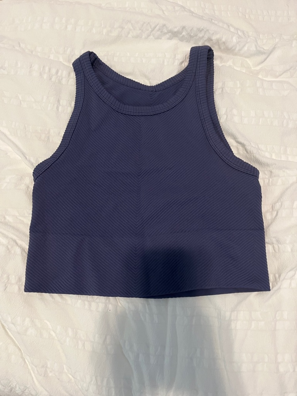 Cropped Ribbed Tank Top - Navy